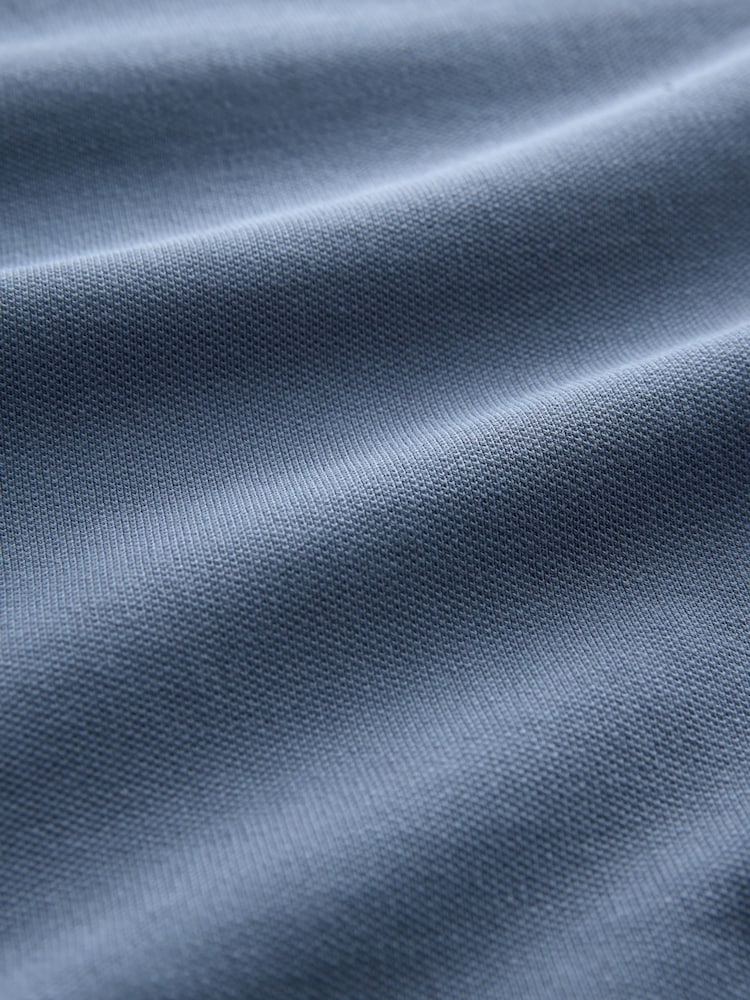 Blue Regular Fit Long Sleeve Pique Polo Shirt - Image 8 of 8 Blue Regular Fit Long Sleeve Pique Polo Shirt - Image 8 of 8