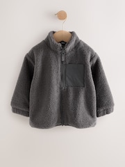 Charcoal Grey Plain Funnel Neck Fleece Zip Through (3mths-7yrs) - Image 4 of 8