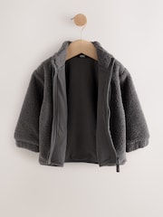 Charcoal Grey Plain Funnel Neck Fleece Zip Through (3mths-7yrs) - Image 5 of 8
