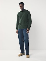 Olive Green Regular Fit Long Sleeve Pique Polo Shirt - Image 2 of 7