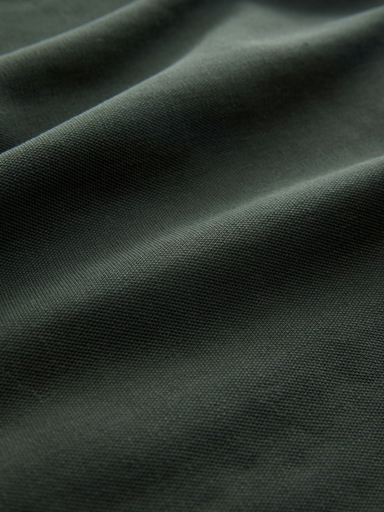 Olive Green Regular Fit Long Sleeve Pique Polo Shirt - Image 7 of 7