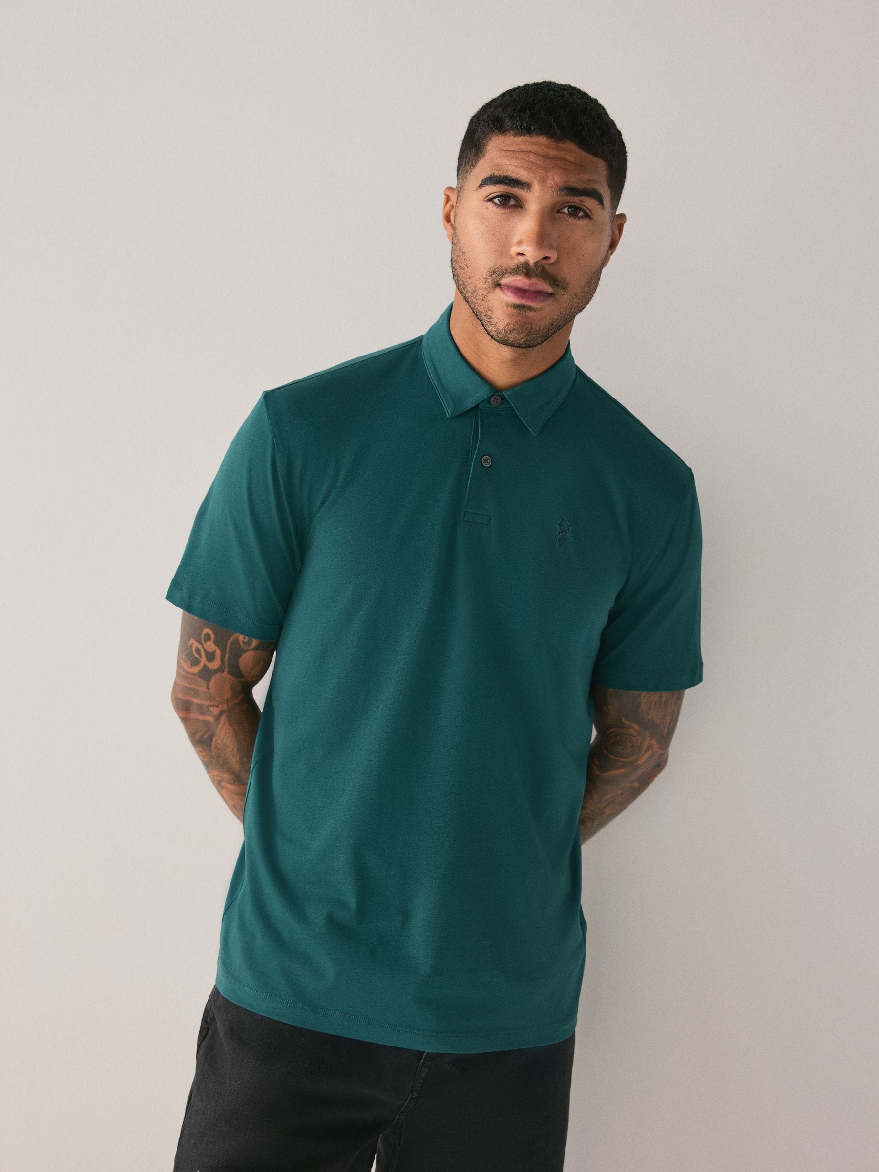 Buy Deep Red/Black/Deep Teal - Short Sleeve Jersey Polo Shirts 3