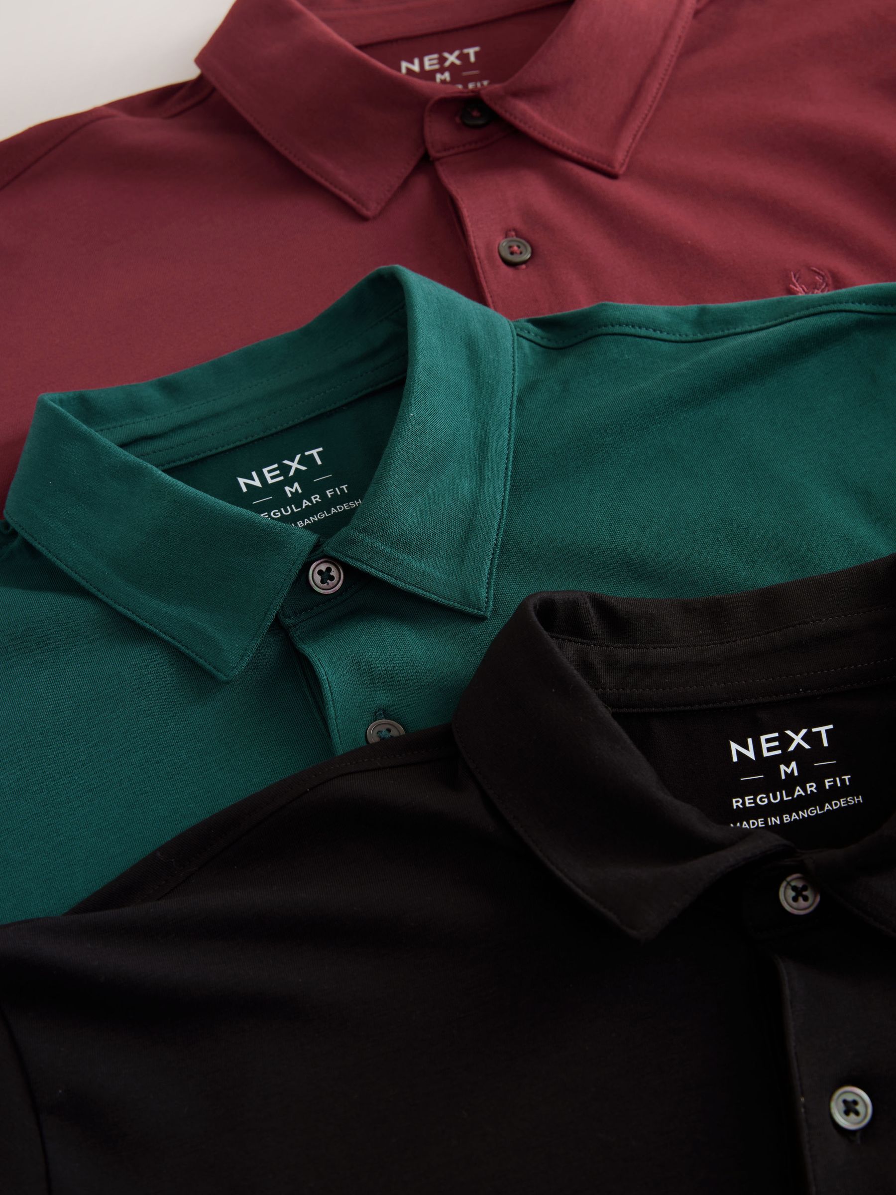 Buy Deep Red/Black/Deep Teal - Short Sleeve Jersey Polo Shirts 3