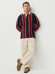 Burgundy/Navy Blue Stripe Rugby Shirt - Image 2 of 7