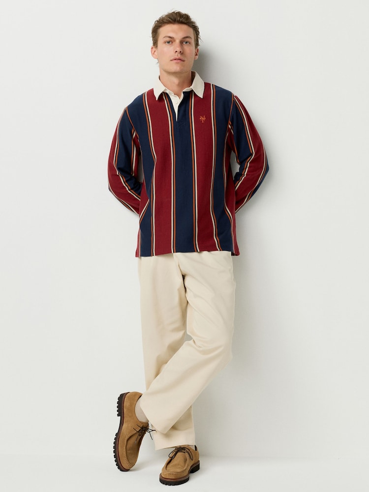 Burgundy/Navy Blue Stripe Rugby Shirt - Image 2 of 7