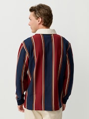 Burgundy/Navy Blue Stripe Rugby Shirt - Image 3 of 7