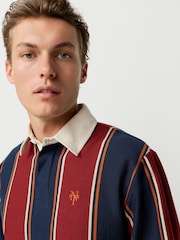 Burgundy/Navy Blue Stripe Rugby Shirt - Image 4 of 7