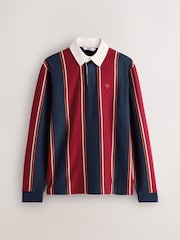 Burgundy/Navy Blue Stripe Rugby Shirt - Image 5 of 7
