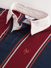 Burgundy/Navy Blue Stripe Rugby Shirt - Image 6 of 7