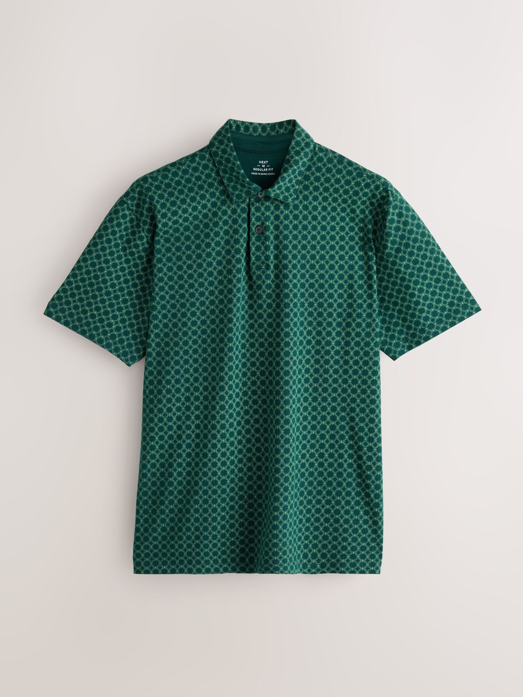 Buy Navy/Red/Green Geo Printed Short Sleeve Jersey Polo Shirts 3