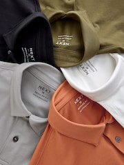 Amber/Olive/Greys Regular Fit Short Sleeve Jersey Polo Shirts 5 Pack - Image 7 of 8