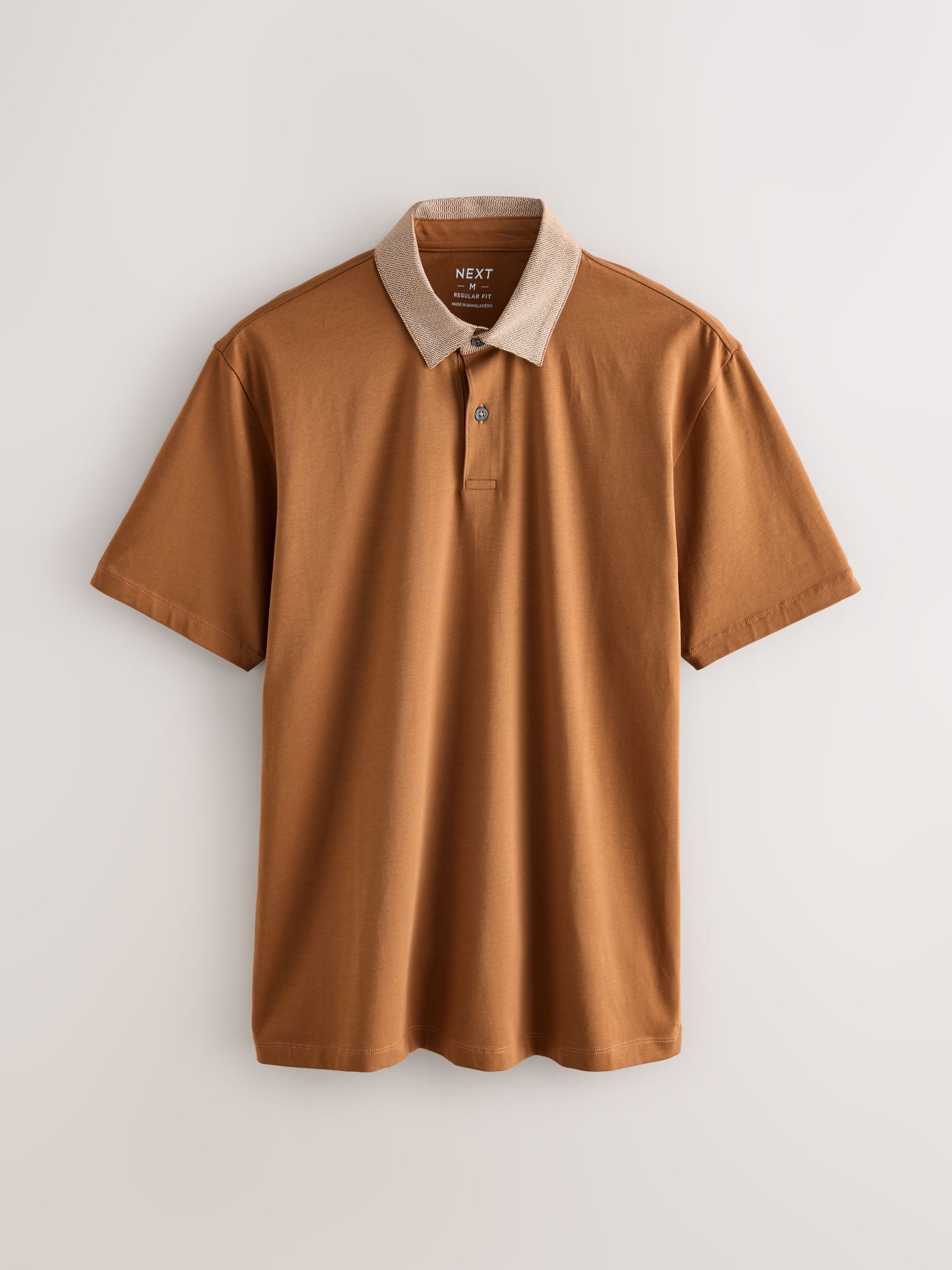 Buy Tan Brown/Black/Purple Printed Collar Plain Short Sleeve