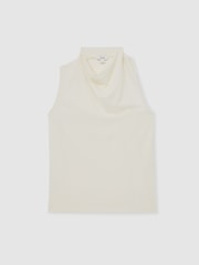 Reiss Ivory Darla Cotton Blend Cowl Neck Sleeveless Top - Image 2 of 6