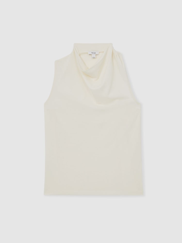 Reiss Ivory Darla Cotton Blend Cowl Neck Sleeveless Top - Image 2 of 6