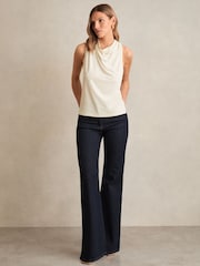 Reiss Ivory Darla Cotton Blend Cowl Neck Sleeveless Top - Image 5 of 6