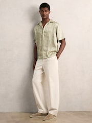 Sage zelena - Reiss Waver Wave Print Cuban Collar Shirt - Slika 1 iz 5