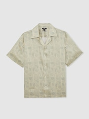 Sage zelena - Reiss Waver Wave Print Cuban Collar Shirt - Slika 2 iz 5