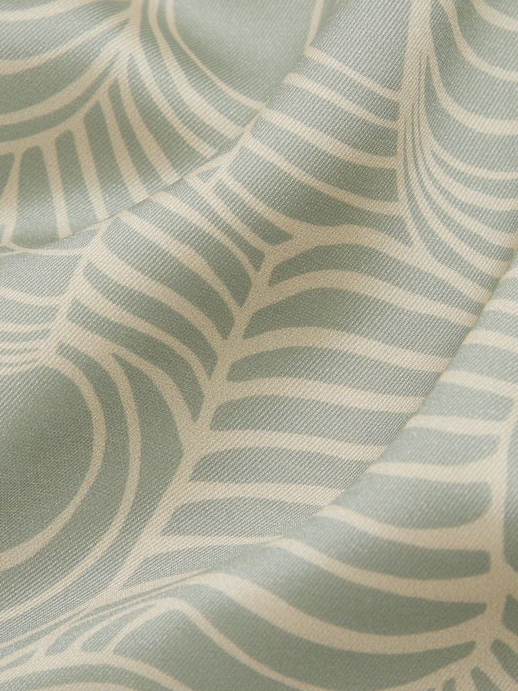 Reiss Sage Green Waver Wave Print Cuban Collar Shirt - Image 5 of 5 Reiss Sage Green Waver Wave Print Cuban Collar Shirt - Image 5 of 5