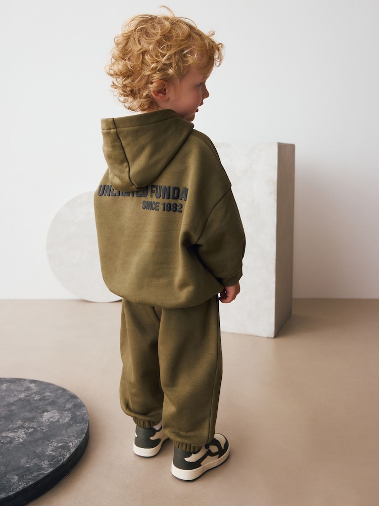 Khaki Green Slogan Hoodie and Joggers Set (3mths-7yrs) - Image 14 of 14 Khaki Green Slogan Hoodie and Joggers Set (3mths-7yrs) - Image 14 of 14