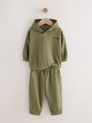 Khaki Green Slogan Hoodie and Joggers Set (3mths-7yrs) - Image 6 of 14