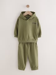 Khaki Green Slogan Hoodie and Joggers Set (3mths-7yrs) - Image 8 of 14