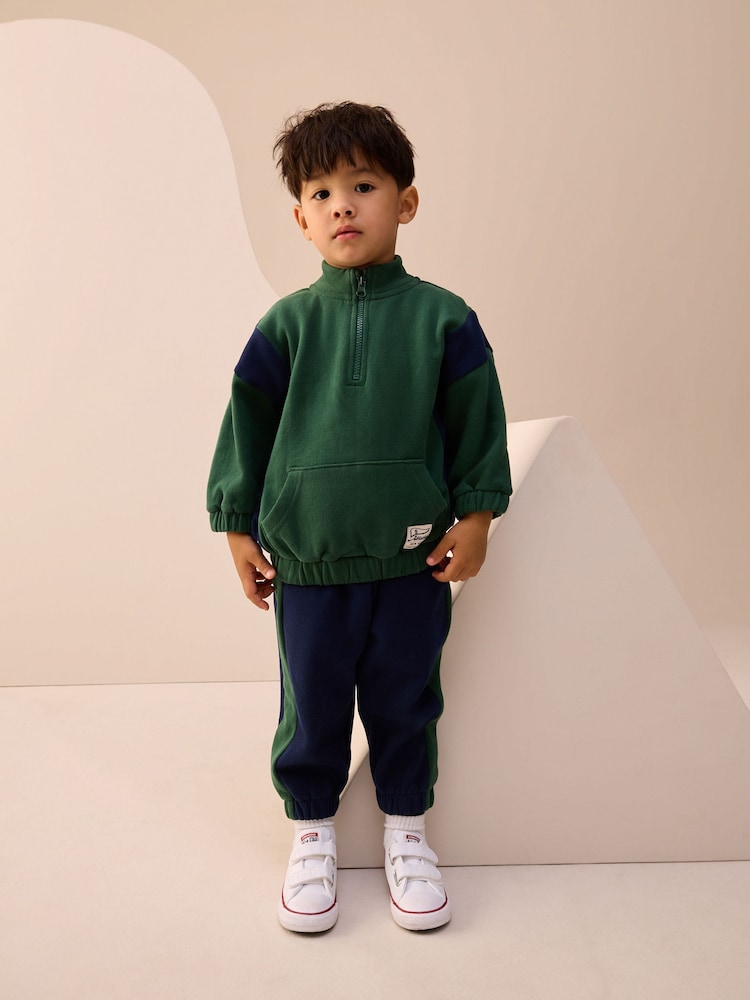 Green Half Zip Top and Joggers Set (3mths-7yrs) - Image 1 of 3