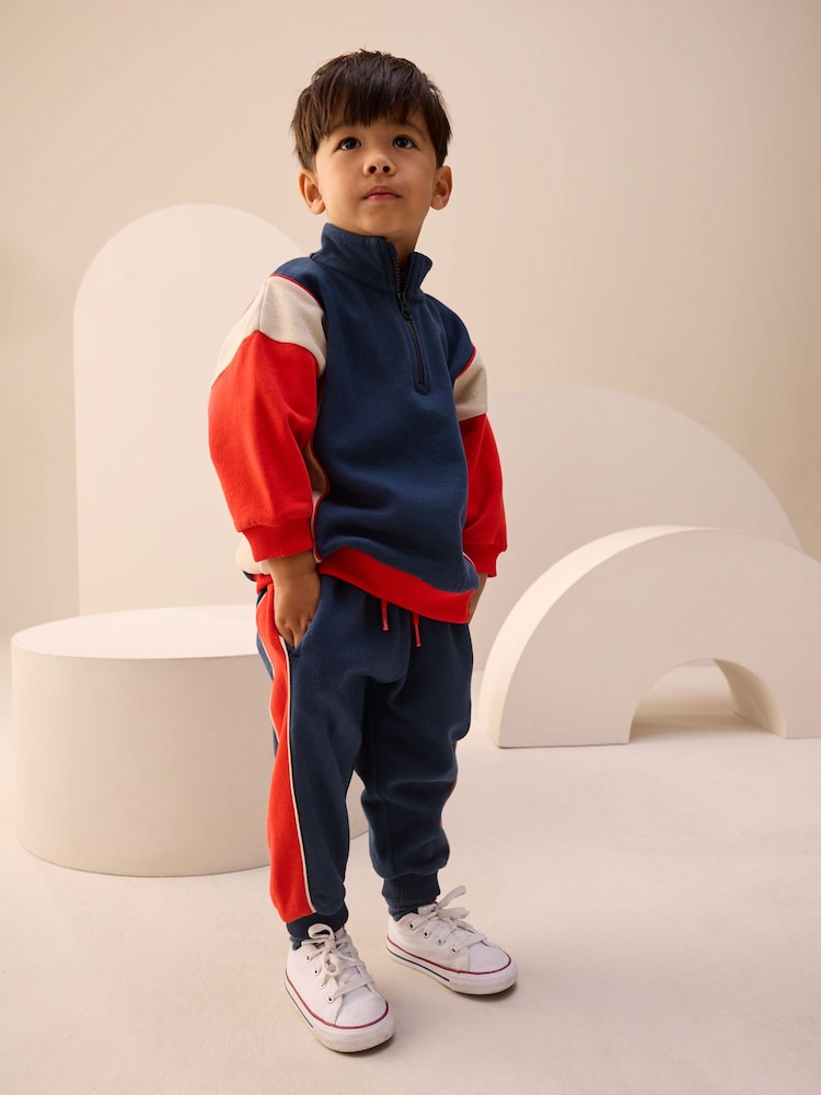 Red/Navy Half Zip Top and Joggers Set (3mths-7yrs) - Image 1 of 9