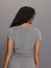 Gris - Haut texturé Col bénitier drapé - Image 4 of 9