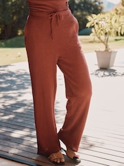 Rouge - Pantalons texturés à cordon de serrage ample - Image 2 de 4