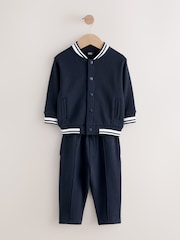 Navy Blue Jersey Letterman Jacket and Trousers Set (3mths-7yrs) - Image 1 of 4