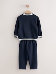 Navy Blue Jersey Letterman Jacket and Trousers Set (3mths-7yrs) - Image 2 of 4