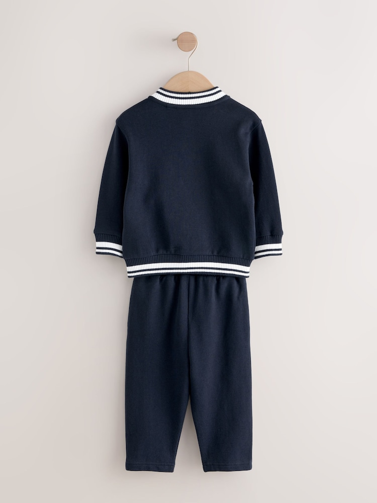 Navy Blue Jersey Letterman Jacket and Trousers Set (3mths-7yrs) - Image 2 of 4