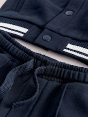 Navy Blue Jersey Letterman Jacket and Trousers Set (3mths-7yrs) - Image 3 of 4
