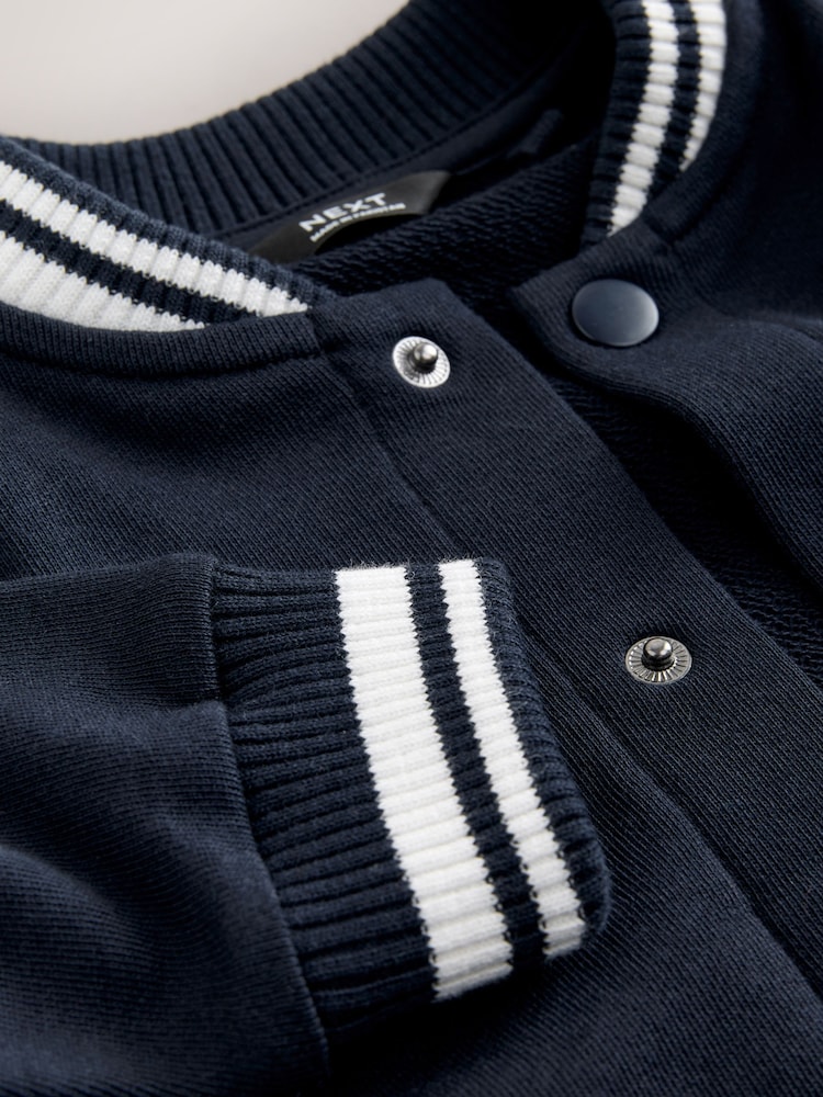 Navy Blue Jersey Letterman Jacket and Trousers Set (3mths-7yrs) - Image 4 of 4