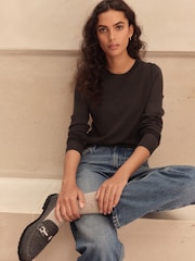 Chocolate Brown 100% Merino Wool N.Premium Long Sleeve Crew Neck Jumper - Image 1 of 8