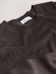 Chocolate Brown 100% Merino Wool N.Premium Long Sleeve Crew Neck Jumper - Image 7 of 8