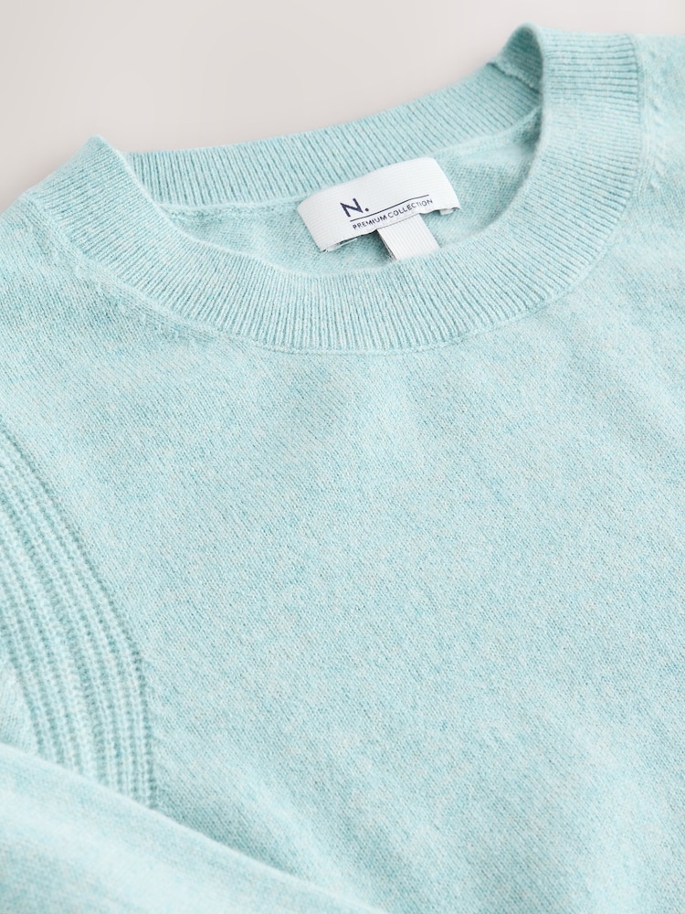 Light Blue 100% Cashmere Crew Neck Jumper - Image 7 of 7 Light Blue 100% Cashmere Crew Neck Jumper - Image 7 of 7
