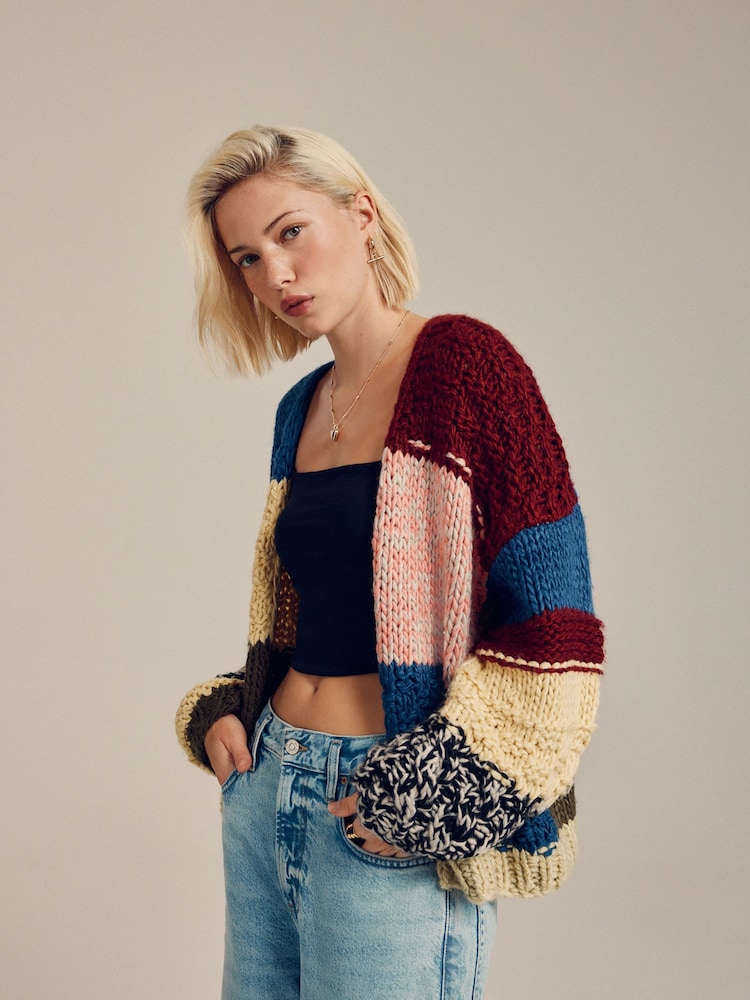 Multi Patch Hand Stitched Relaxed Cardigan - Image 2 of 8