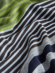 Green Multi Stripe 100% Merino Wool N.Premium Long Sleeve Crew Neck Jumper - Image 2 of 4