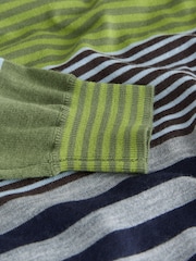 Green Multi Stripe 100% Merino Wool N.Premium Long Sleeve Crew Neck Jumper - Image 3 of 4
