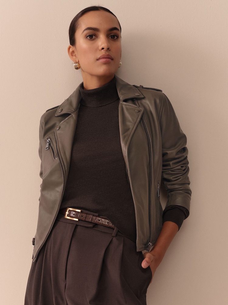 Chocolate Brown 100% Merino Wool N.Premium Roll Neck Jumper - Image 1 of 8