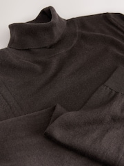 Chocolate Brown 100% Merino Wool N.Premium Roll Neck Jumper - Image 7 of 8