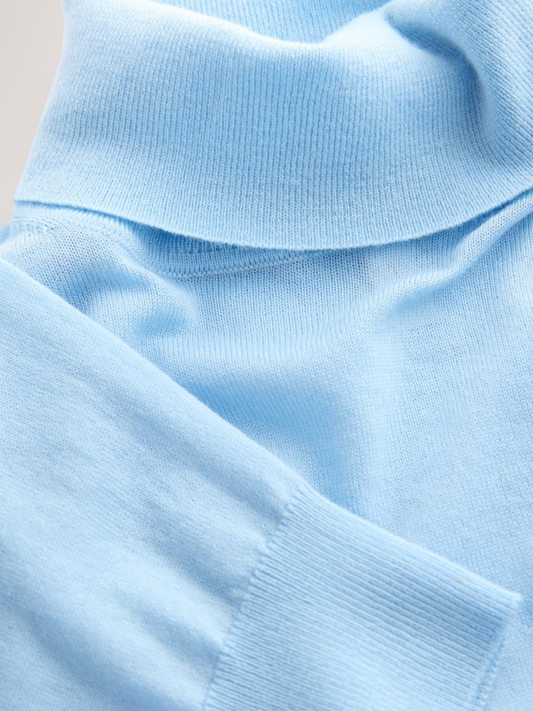 Light Blue 100% Merino Wool N.Premium Roll Neck Jumper - Image 7 of 7