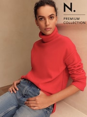Cherry Red 100% Merino Wool N. Premium Roll Neck Jumper - Image 9 of 9