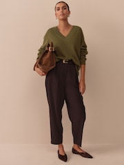Green 100% Merino Wool N. Premium V-Neck Jumper - Image 2 of 5