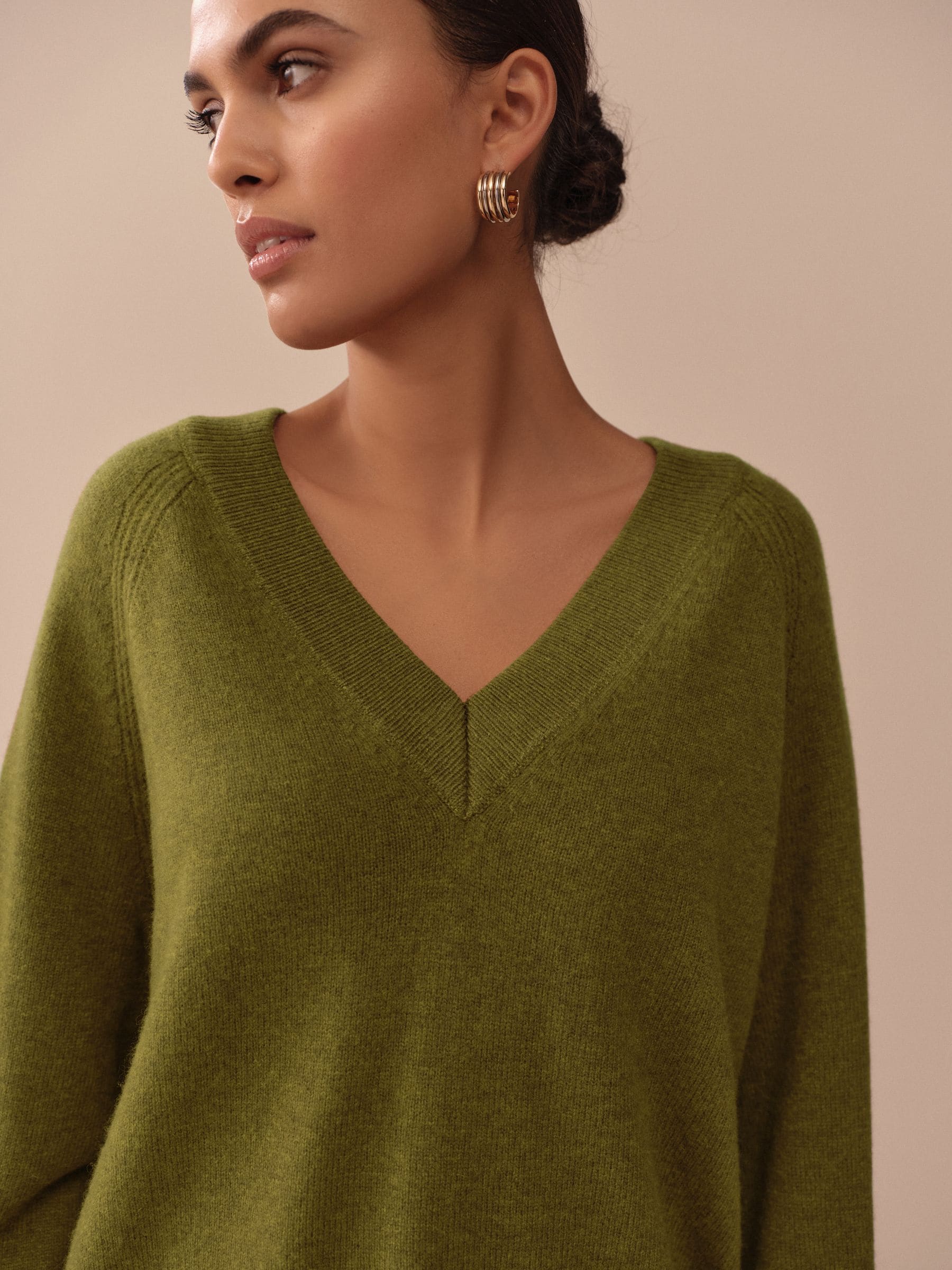 Buy Green 100% Merino Wool N. Premium V-Neck Jumper from Next