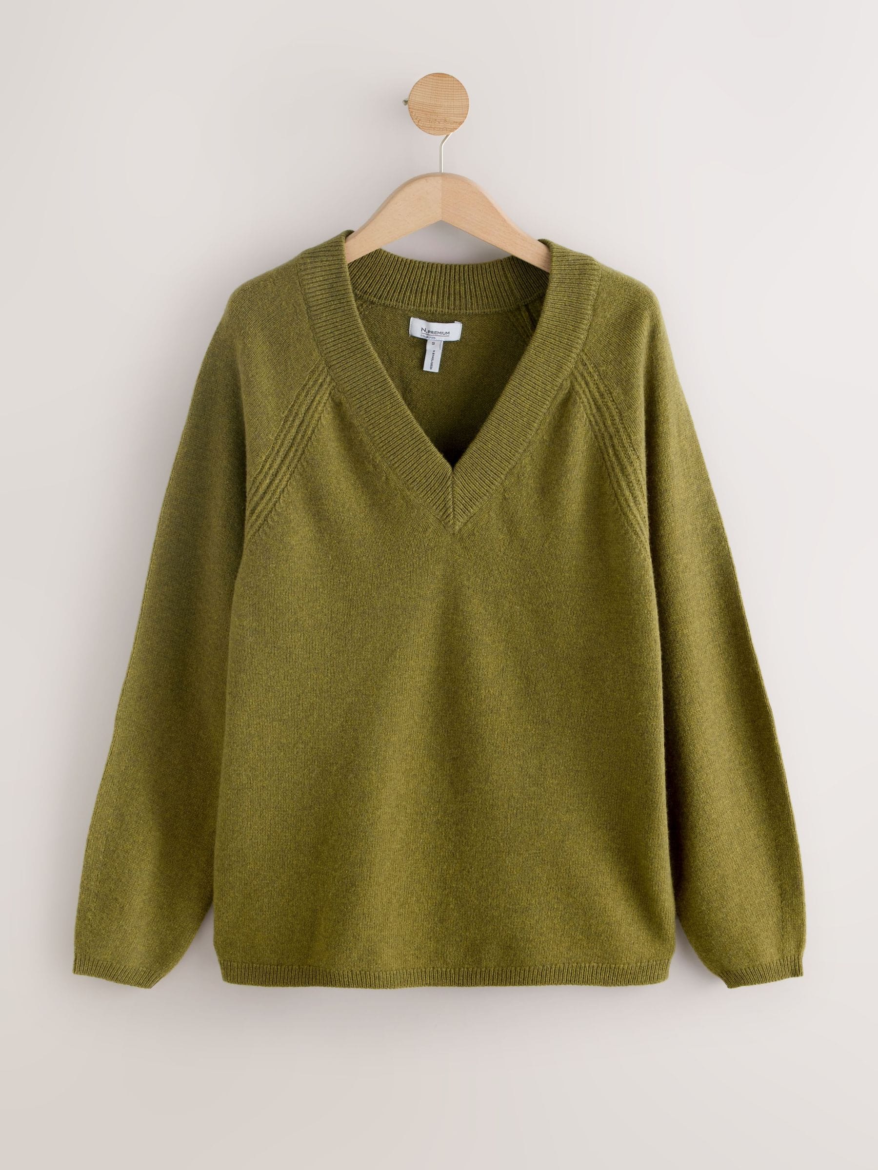 Buy Green 100% Merino Wool N. Premium V-Neck Jumper from Next