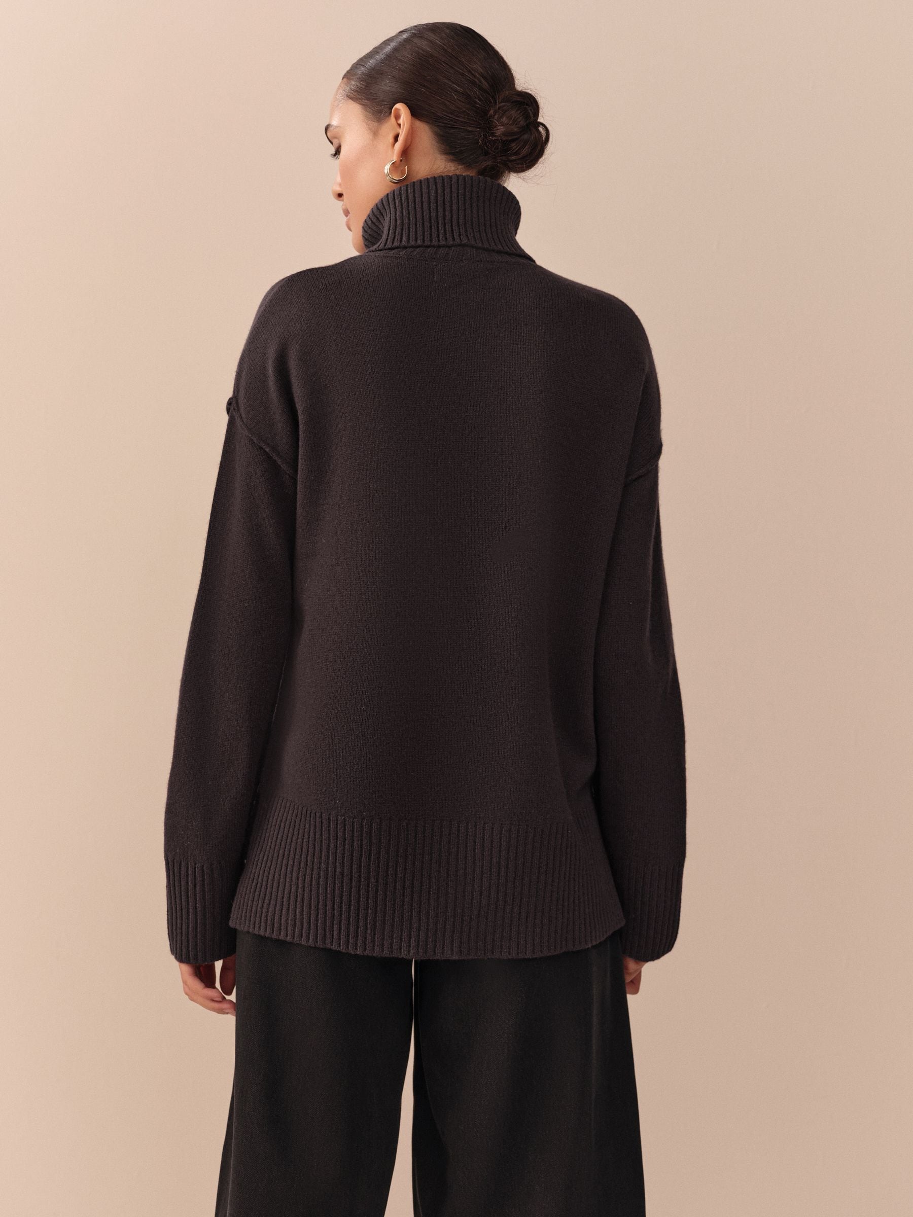 Buy Chocolate Brown 100% Merino Wool N. Premium Roll Neck Jumper