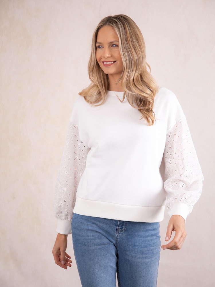 Lakeland Clothing Skye Embroidered Cream Sweatshirt - Image 1 of 6