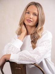 Lakeland Clothing Skye Embroidered Cream Sweatshirt - Image 4 of 6